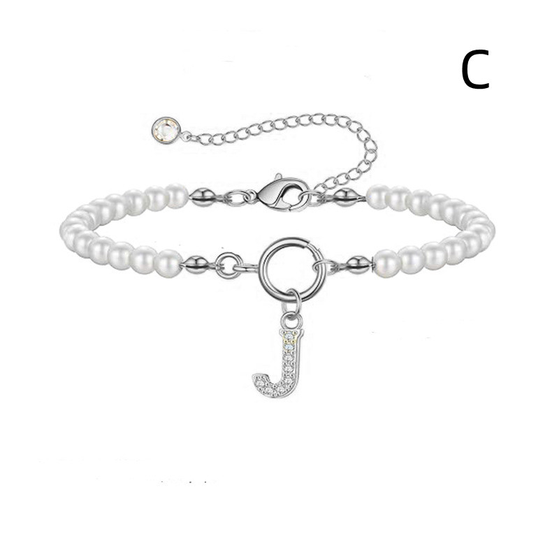 2024 Trendy Toggle Clasp Initial Bracelet for Women - A-Z Letter Pendant & 6mm Pearl Jewelry Gift - Image 55