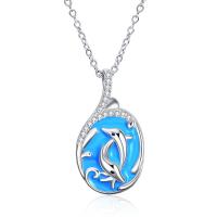 Dolphin Zircon Pendant Necklace in 925 Silver for Women and Girls