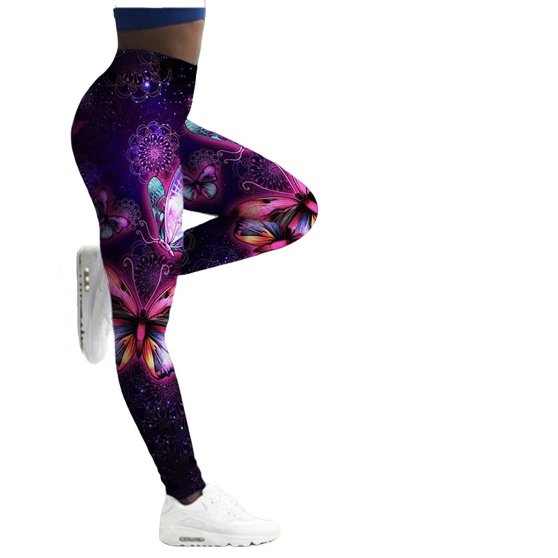 Women's Butterfly Printed Yoga Pants - Breathable Skinny Fitness Leggings - Image 7