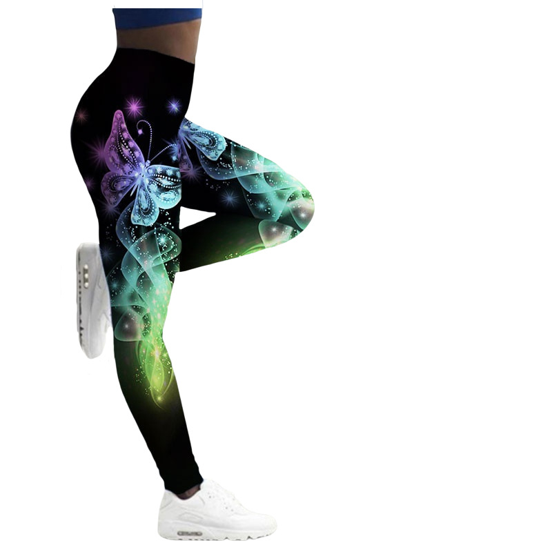 Women's Butterfly Printed Yoga Pants - Breathable Skinny Fitness Leggings - Image 9