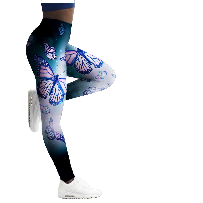 Women's Butterfly Printed Yoga Pants - Breathable Skinny Fitness Leggings - Image 10