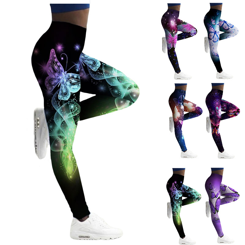 Women's Butterfly Printed Yoga Pants - Breathable Skinny Fitness Leggings - Image 11
