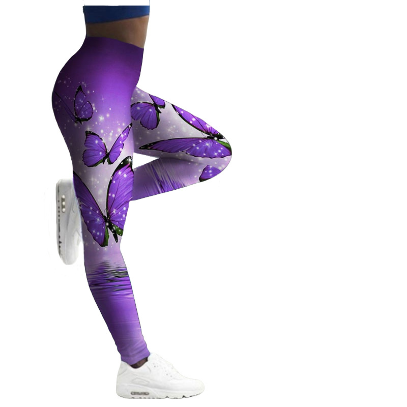 Women's Butterfly Printed Yoga Pants - Breathable Skinny Fitness Leggings - Image 12