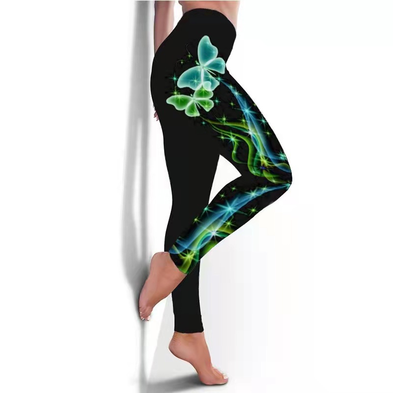 Women's Butterfly Printed Yoga Pants - Breathable Skinny Fitness Leggings - Image 15