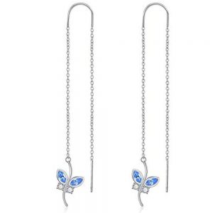 Elegant Butterfly Pendant with Austrian Simulated Crystal in White Gold Plated Sterling Silver