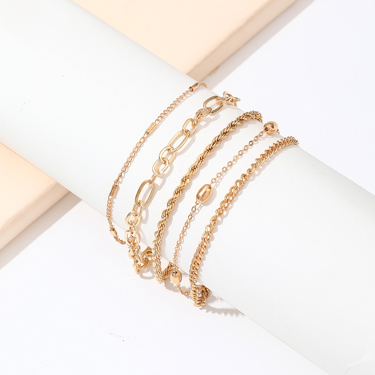 Alloy Anklet Hemp Flowers Chain Set - 5 Stunning Pieces for Stylish Accessory Lovers - Image 4