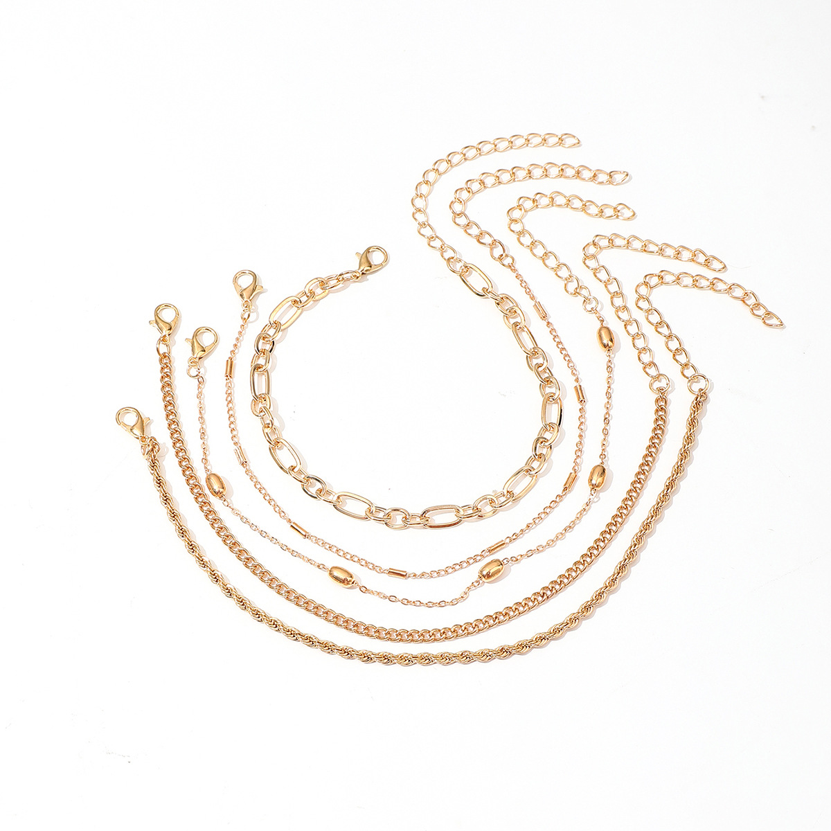 Alloy Anklet Hemp Flowers Chain Set - 5 Stunning Pieces for Stylish Accessory Lovers - Image 6
