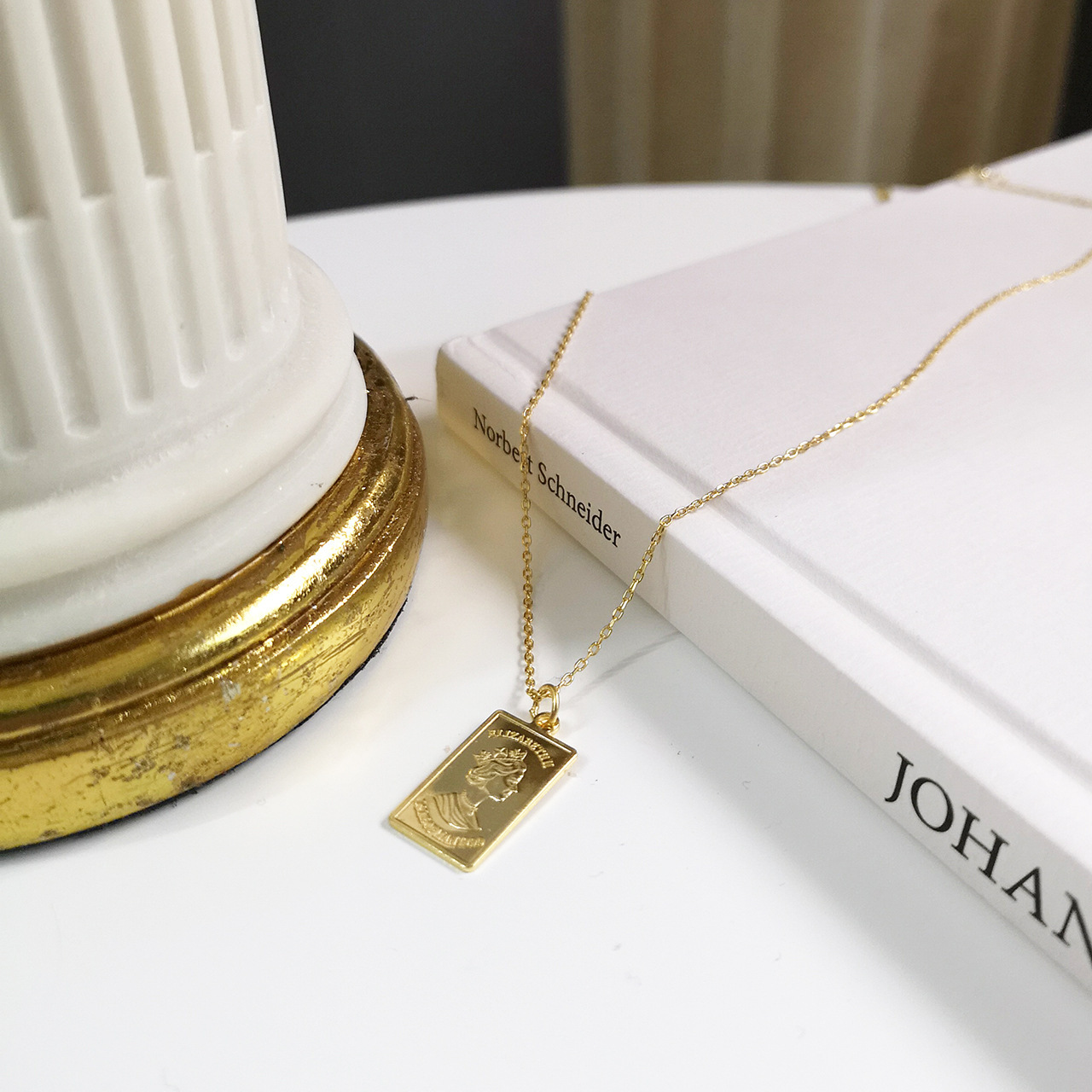 925 Sterling Silver Gold Square Pendant Necklace - Elegant & Stylish Jewelry - Image 2