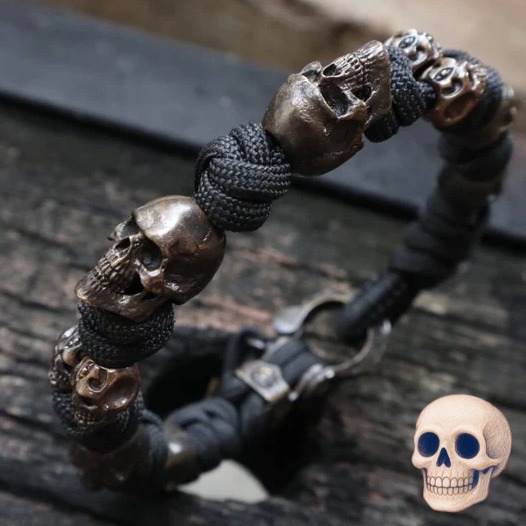 Stylish Halloween Skull Jewelry Premium Paracord Bracelet for Men - Handmade Punk Hiphop Woven Accessory