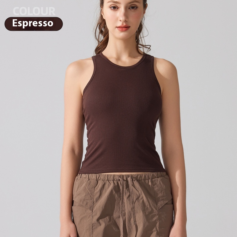 Europe and America Cross-Border Yoga Vest for Women - Ribbed Running Top with Chest Pad for Tight Fitness - Image 4