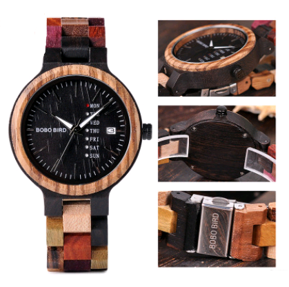 Unique Quartz Men's Casual Wooden Watch with Week Calendar for Garden Lovers - Image 6
