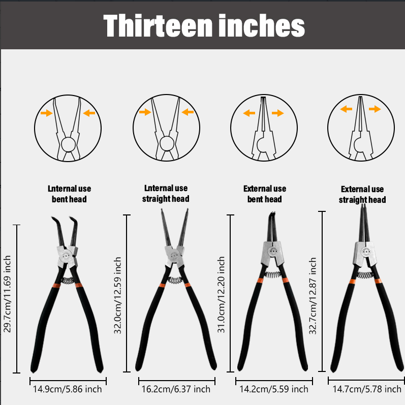 Premium 13 Inch Snap Spring Pliers - 4-Piece Set SKQ-013 for Precision Work - Image 3