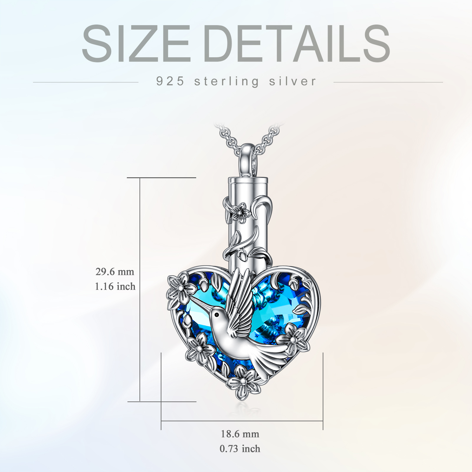 Sterling Silver Crystal Hummingbird Urn Necklace - Elegant Keepsake Jewelry - Image 5