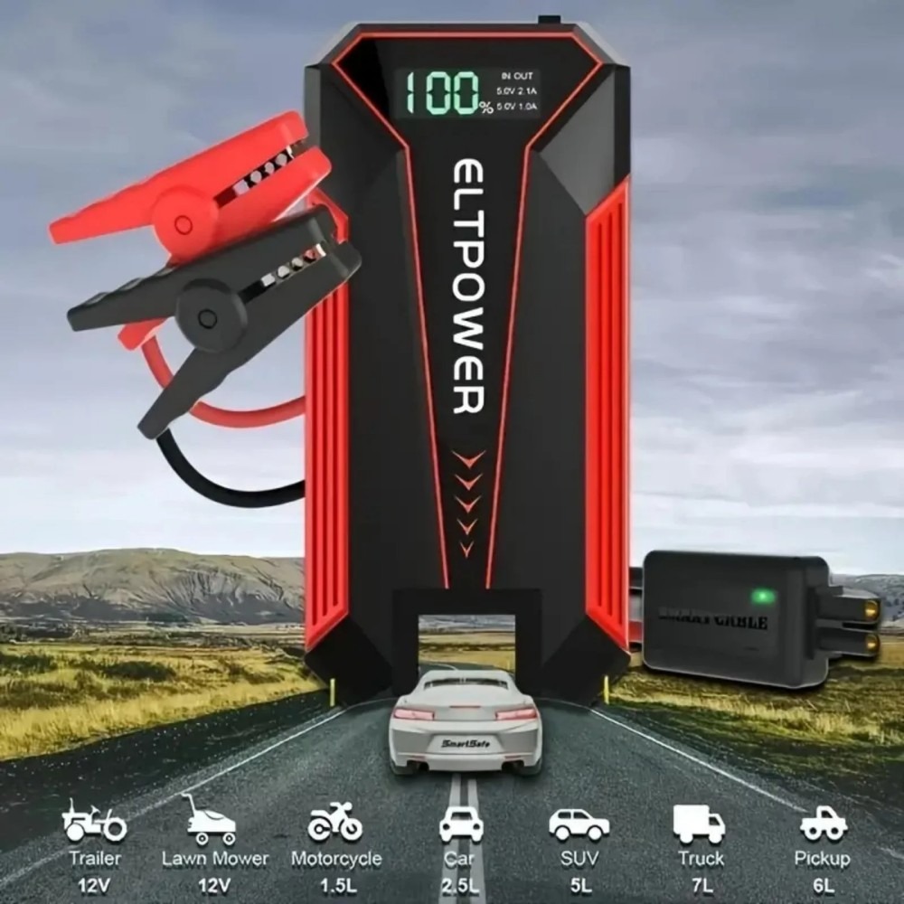 20000mAh Car Jump Starter Power Bank with Dual USB Fast Charging & Red LED Light - Image 7