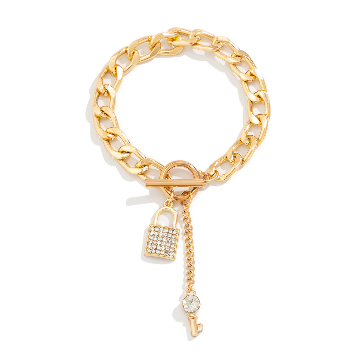 Trendy Thick Chain Necklace with Shiny Lock and Key Pendant for Women - Stylish Fashion Jewelry Accessories - Image 14