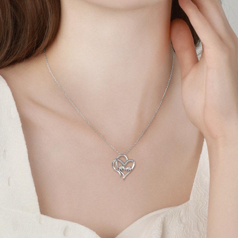 Sterling Silver Heart-shaped Elephant Pendant for Mother and Child Bond - Image 4