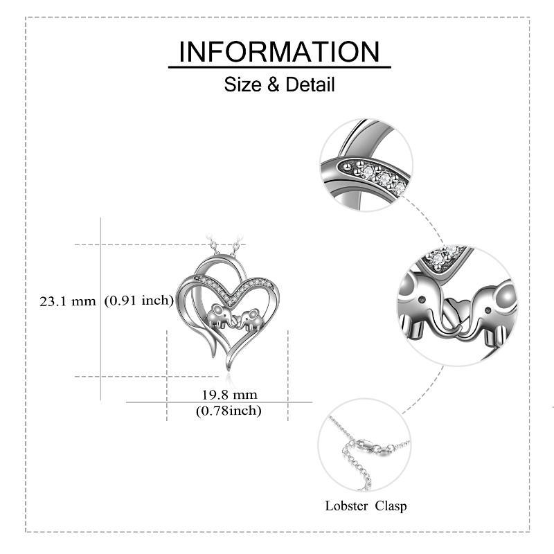 Sterling Silver Heart-shaped Elephant Pendant for Mother and Child Bond - Image 5