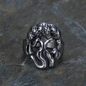Tree of Life Religious Totem Titanium Ring - Unique Spiritual Jewelry