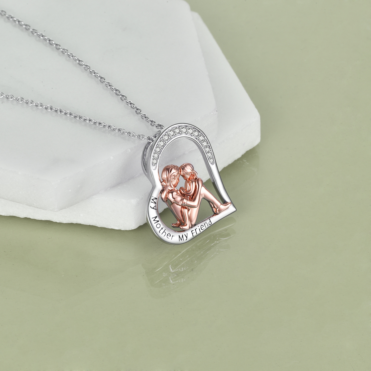 Mother Daughter Necklace in 925 Sterling Silver - Engraved "My Mother, My Friend" Jewelry - Perfect Gift for Mom from Daughter for Mother's Day and Birthdays - Image 2