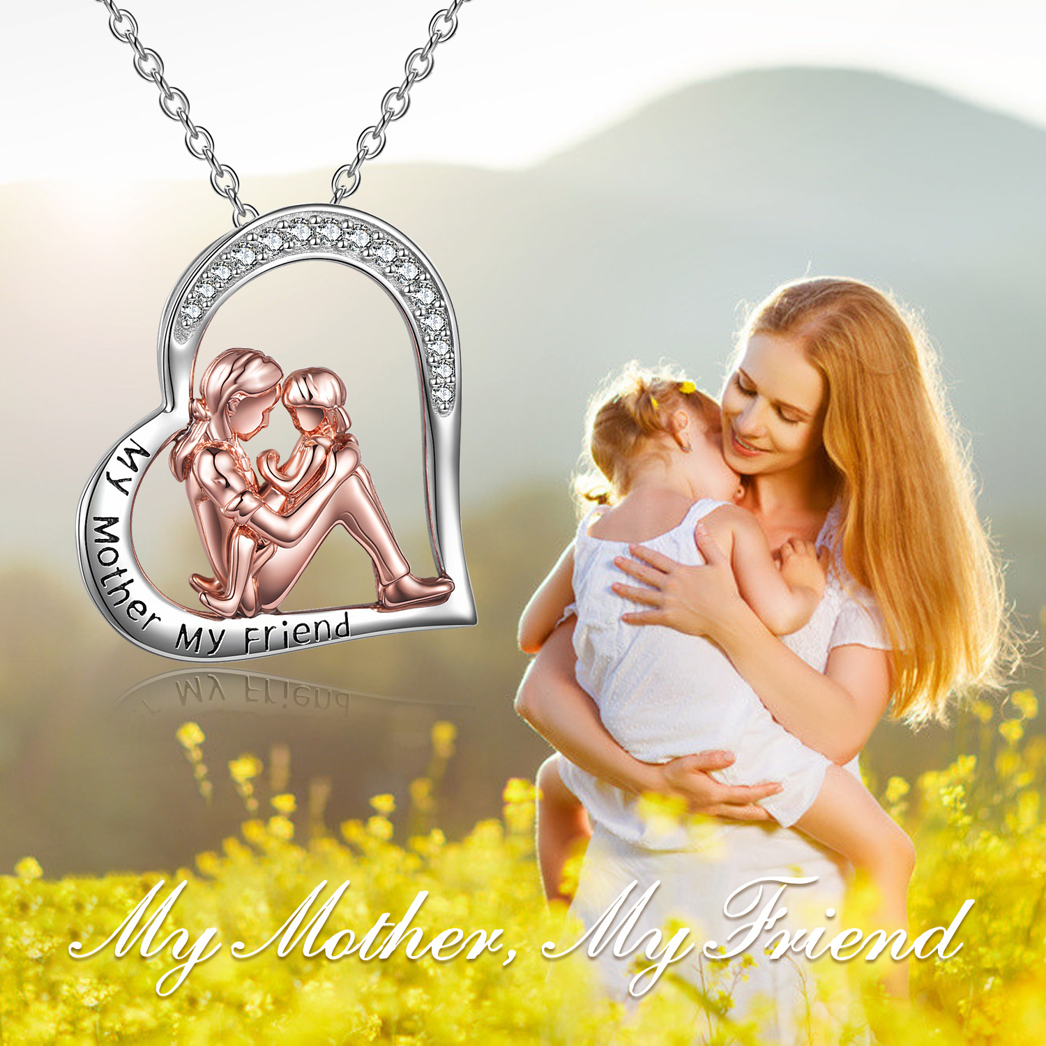 Mother Daughter Necklace in 925 Sterling Silver - Engraved "My Mother, My Friend" Jewelry - Perfect Gift for Mom from Daughter for Mother's Day and Birthdays - Image 5