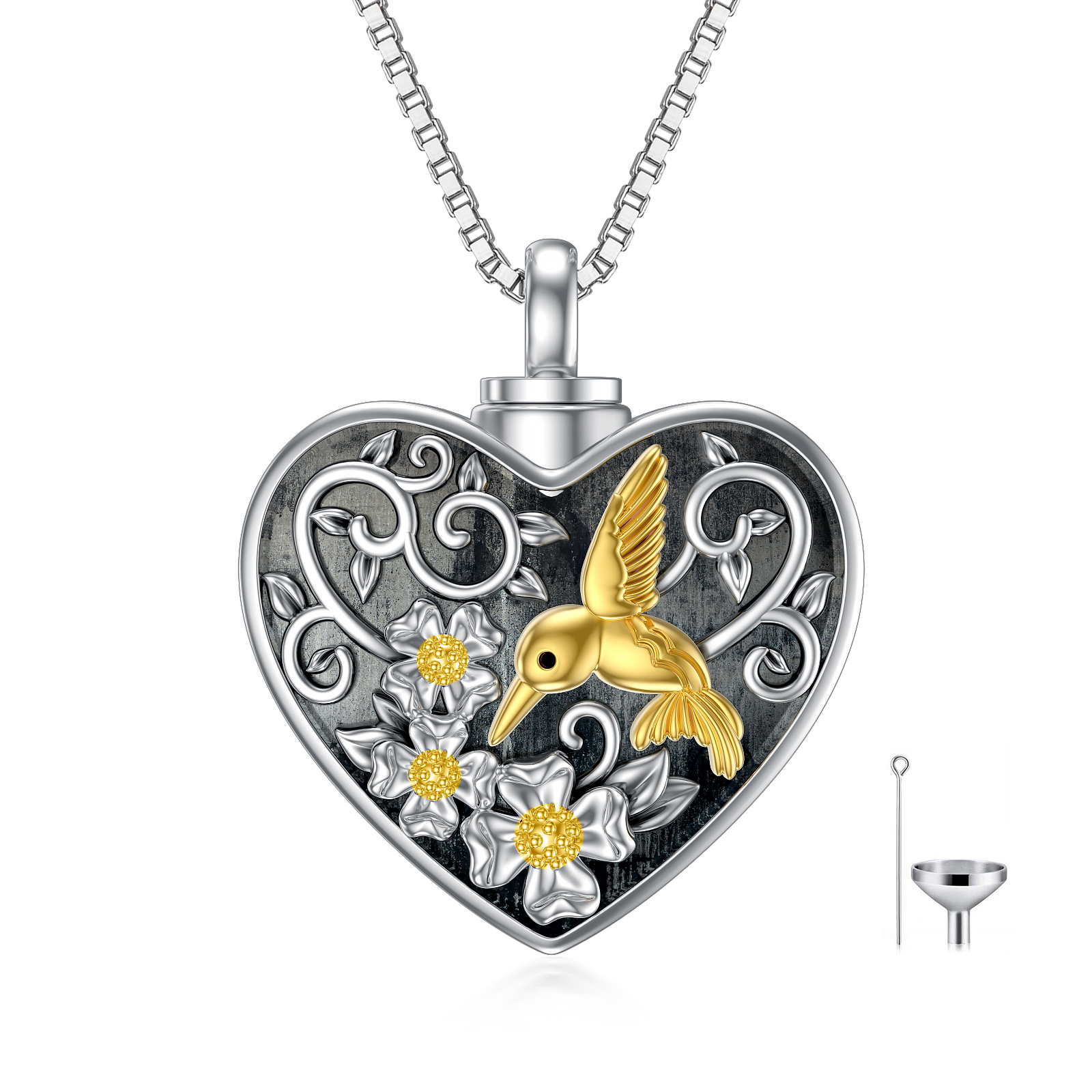 Heart Hummingbird Urn Necklace for Ashes - Elegant Cremation Jewelry for Women - Image 6