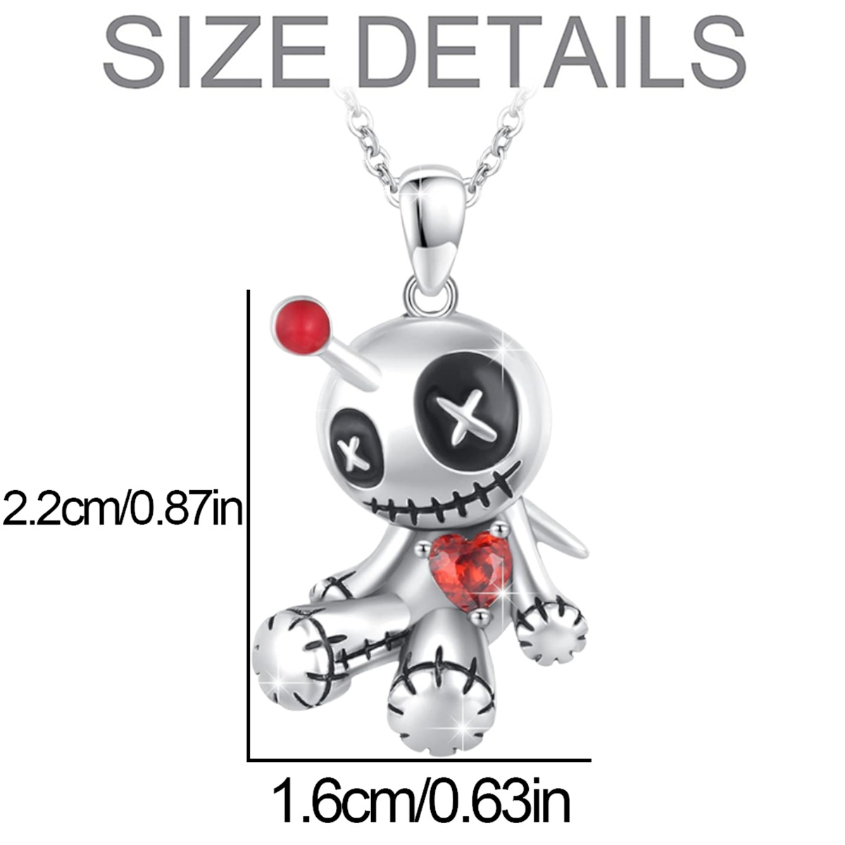 Cartoon Red Heart Voodoo Doll Necklace - Unique Halloween Clavicle Jewelry Accessories - Image 6