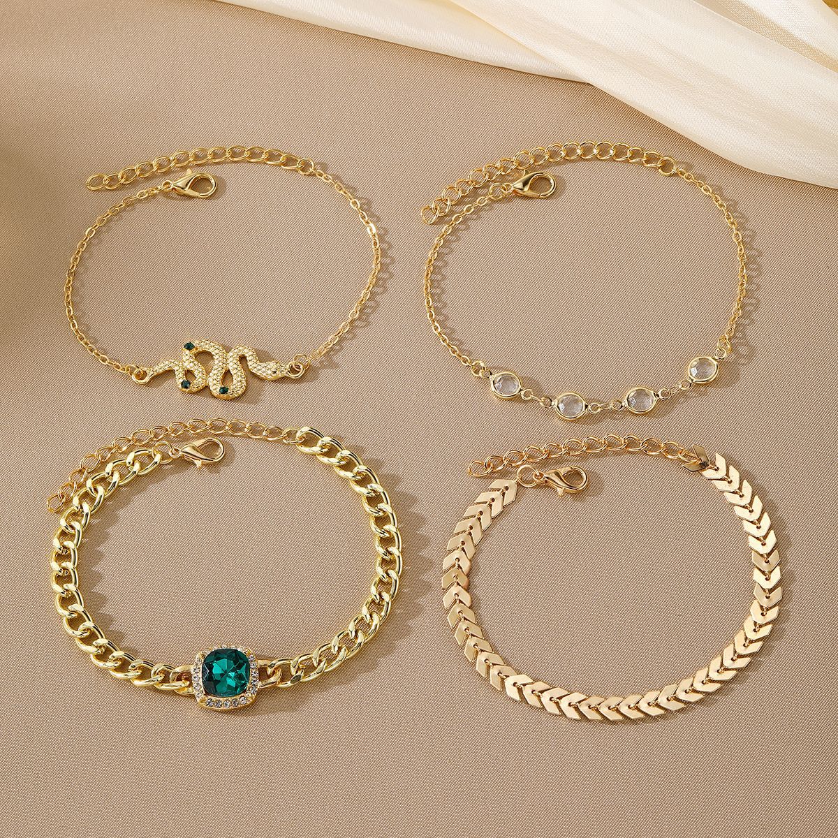 Emerald Square Diamond Bracelet - Unique Snake-Shaped Design - Image 4