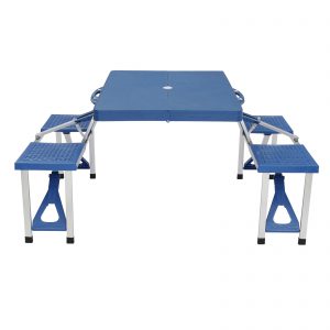 135.5x83x65.5cm Blue Plastic Camping Tables and Chairs Set - 50kg Capacity