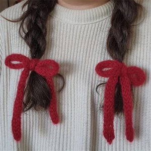 Handcrafted Mohair Super Q Knitted Bowknot Hair Ring - Stylish & Unique Accessory