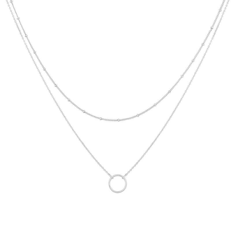 Vintage-Inspired Double-Layer Round Ring Necklace – Timeless Elegance - Image 3