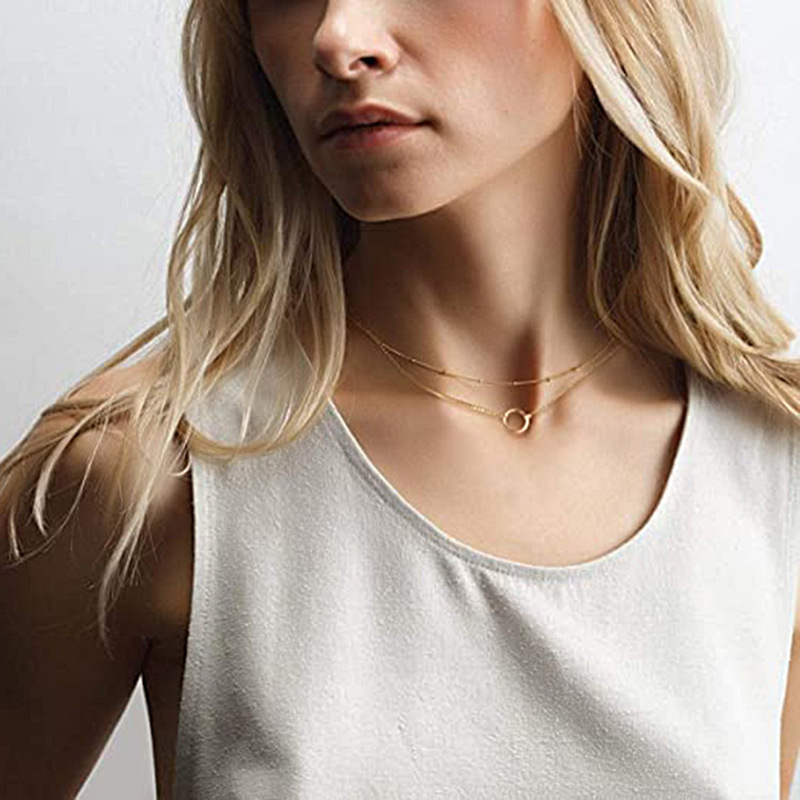 Vintage-Inspired Double-Layer Round Ring Necklace – Timeless Elegance - Image 4