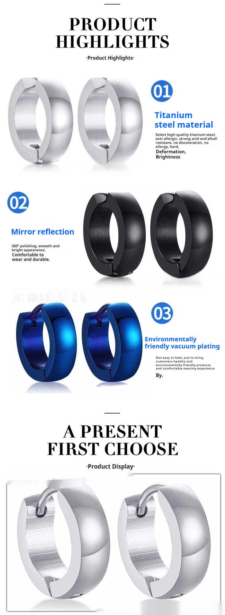 Stylish Stainless Steel Curved Ear Clip for Effortless Elegance