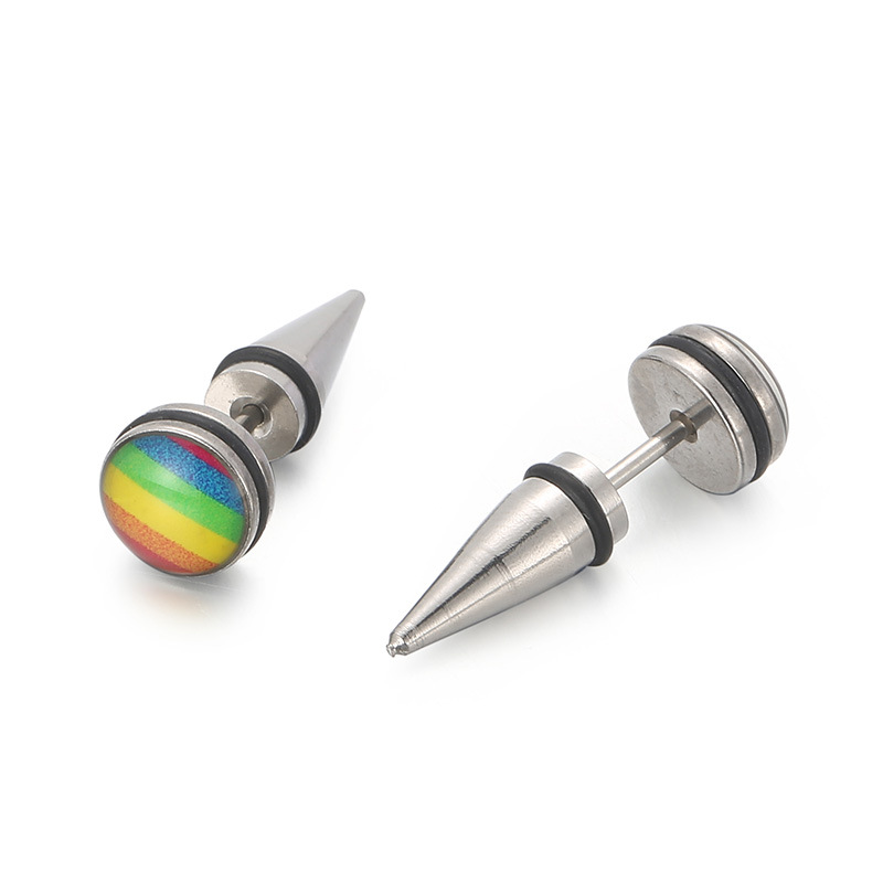 Creative Rainbow Geometric Earrings in Stainless Steel - Fashionable & Unique