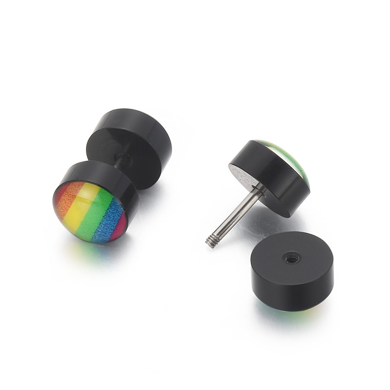 Creative Rainbow Geometric Earrings in Stainless Steel - Fashionable & Unique - Image 2