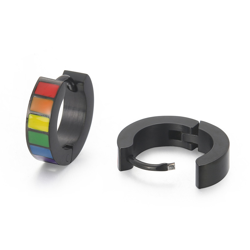 Creative Rainbow Geometric Earrings in Stainless Steel - Fashionable & Unique - Image 4