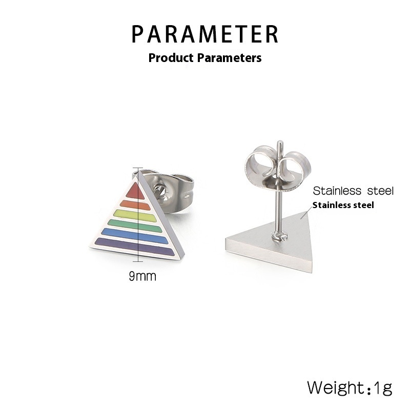 Creative Rainbow Geometric Earrings in Stainless Steel - Fashionable & Unique - Image 5