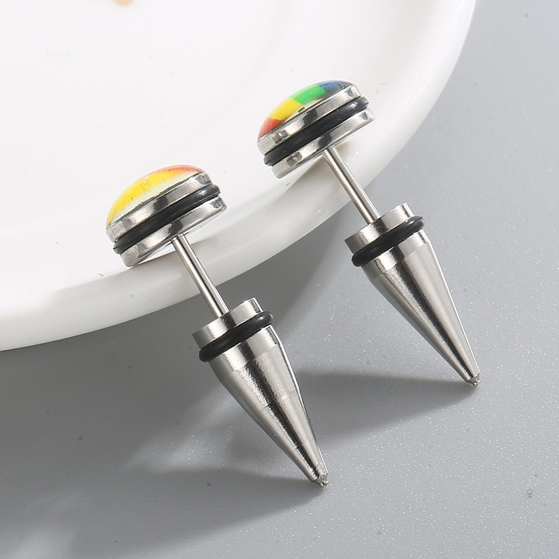 Creative Rainbow Geometric Earrings in Stainless Steel - Fashionable & Unique - Image 6