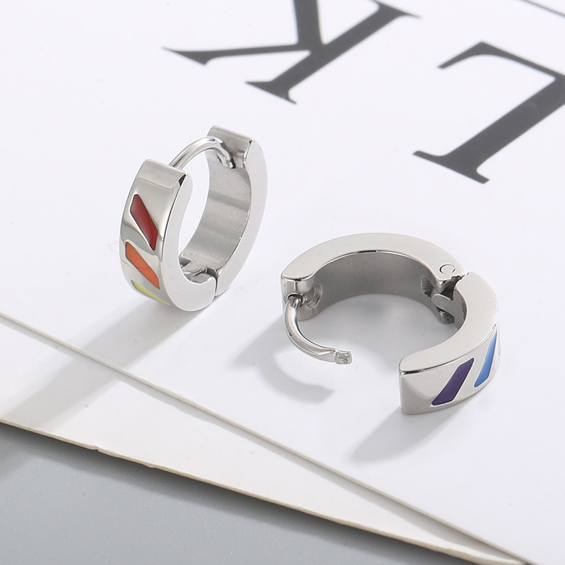 Creative Rainbow Geometric Earrings in Stainless Steel - Fashionable & Unique - Image 7
