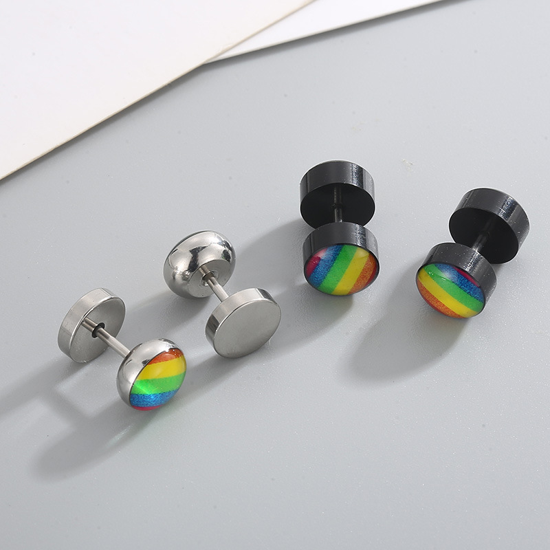 Creative Rainbow Geometric Earrings in Stainless Steel - Fashionable & Unique - Image 14