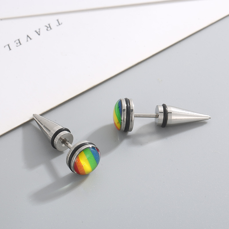 Creative Rainbow Geometric Earrings in Stainless Steel - Fashionable & Unique - Image 18