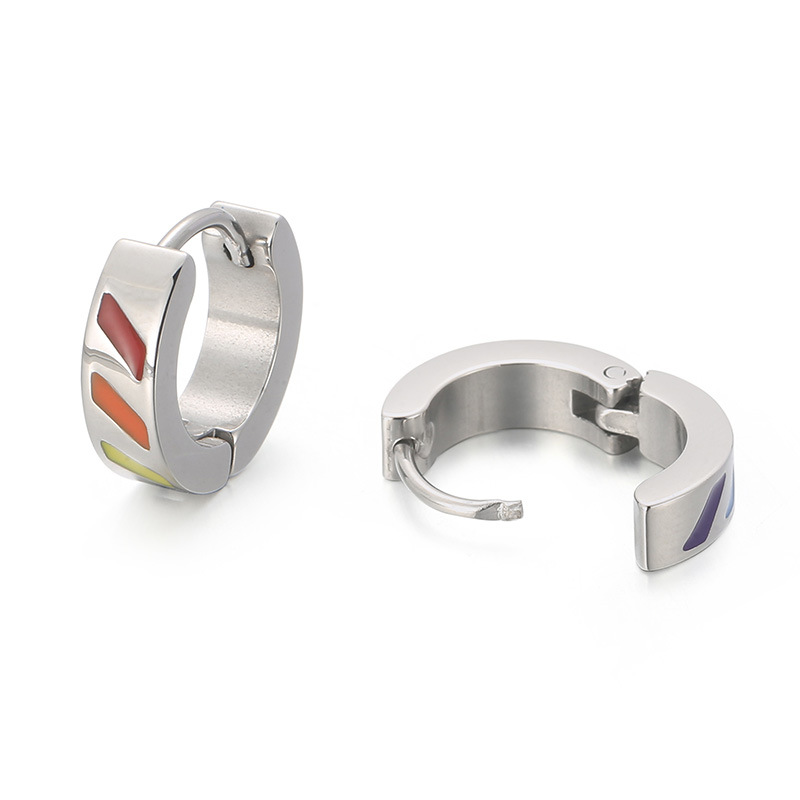 Creative Rainbow Geometric Earrings in Stainless Steel - Fashionable & Unique - Image 22