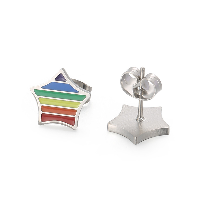 Creative Rainbow Geometric Earrings in Stainless Steel - Fashionable & Unique - Image 23