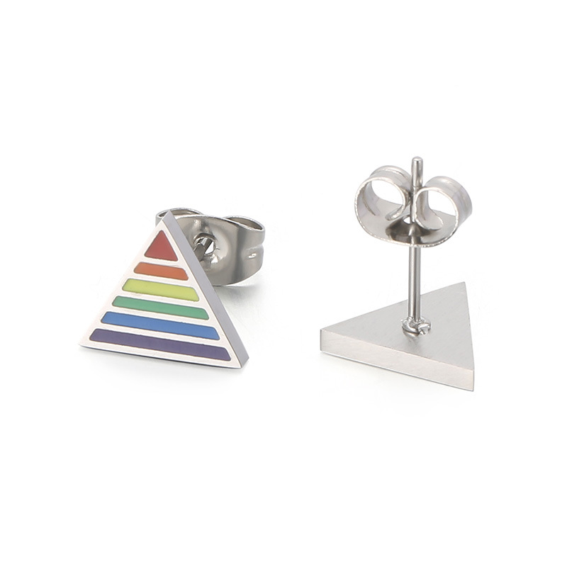 Creative Rainbow Geometric Earrings in Stainless Steel - Fashionable & Unique - Image 24