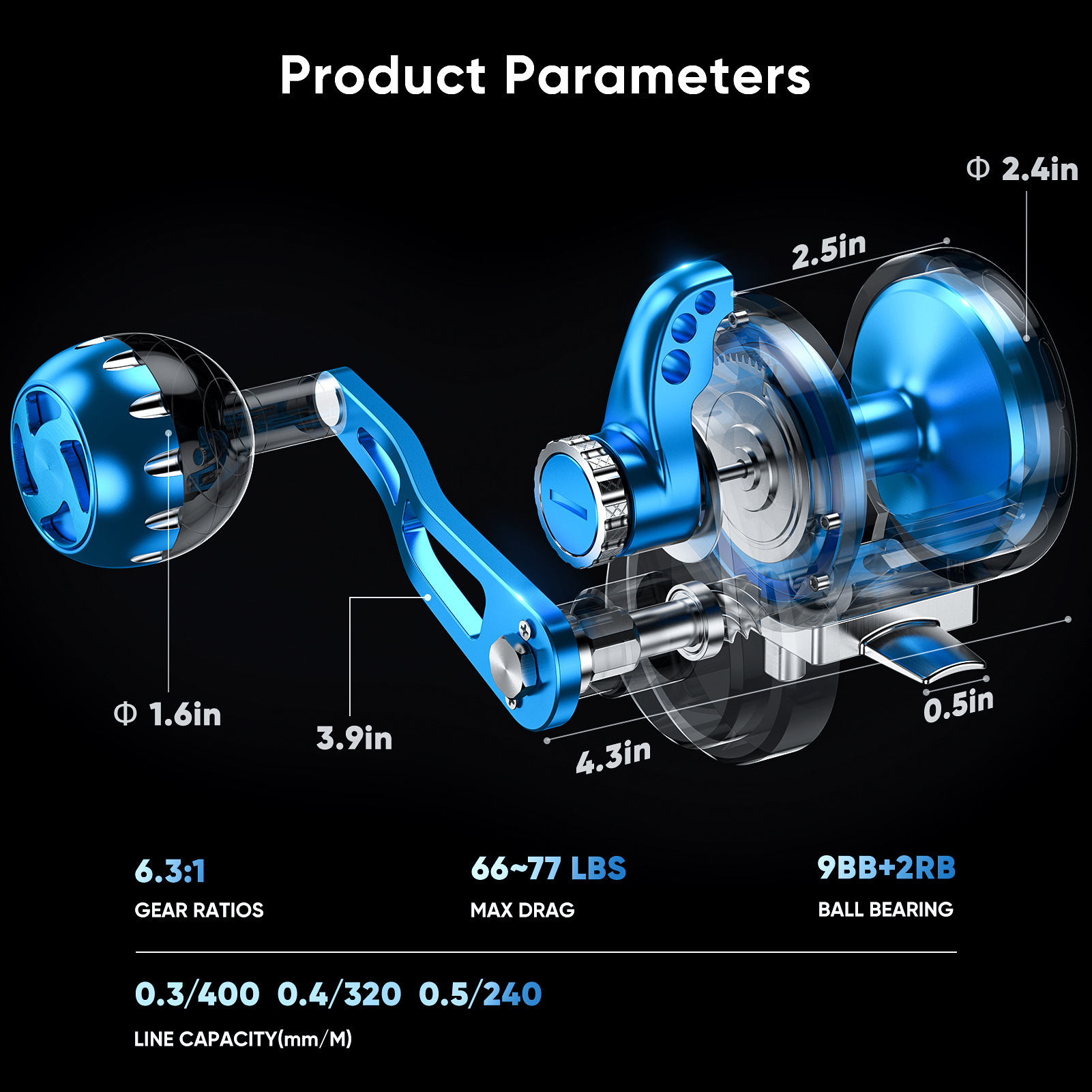 All-Metal Drag Sea Fishing Cast Micrometer Wheel with Ball Handle and Iron Plate - Image 2