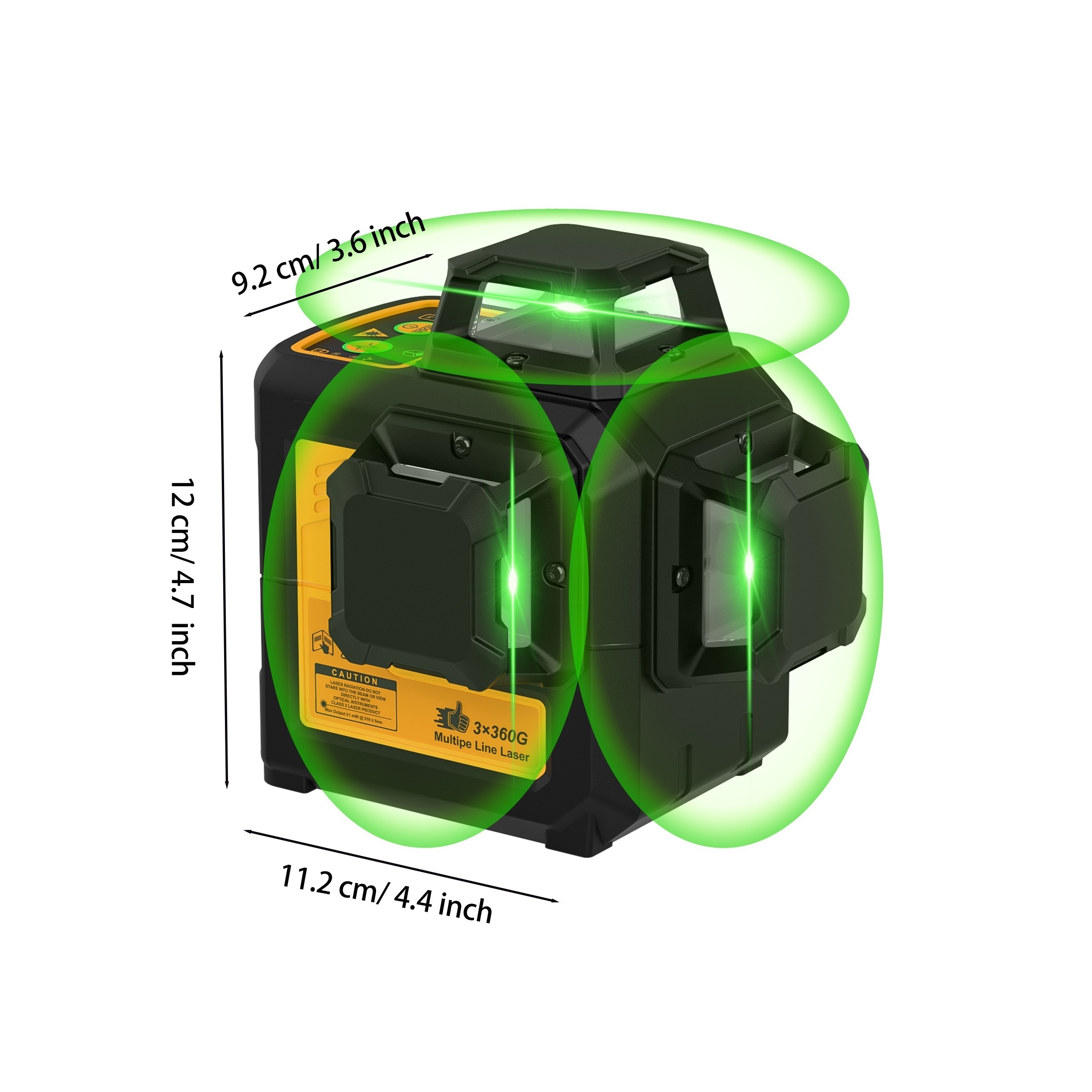 Self-Leveling Laser Level Tool - 3x360 Line Lasers, 12 Green Beam Lines, Rechargeable Leveler with Manual & Pulse Mode, 360 Magnetic Base - Image 3