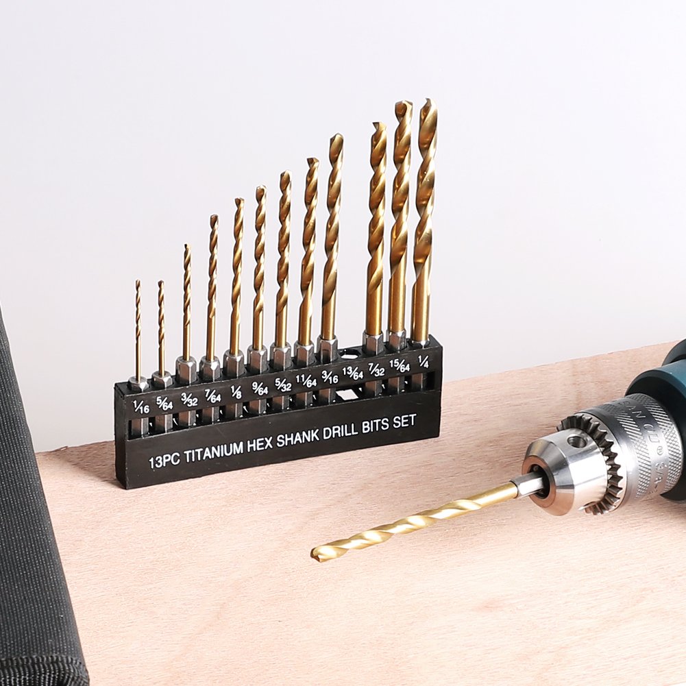 Fitt Externally Cooled High-Speed Steel Twist Drill Set - 13 Sets of Hard Hexagonal Shank Titanium-Plated Wear-Resistant Drills - Image 2