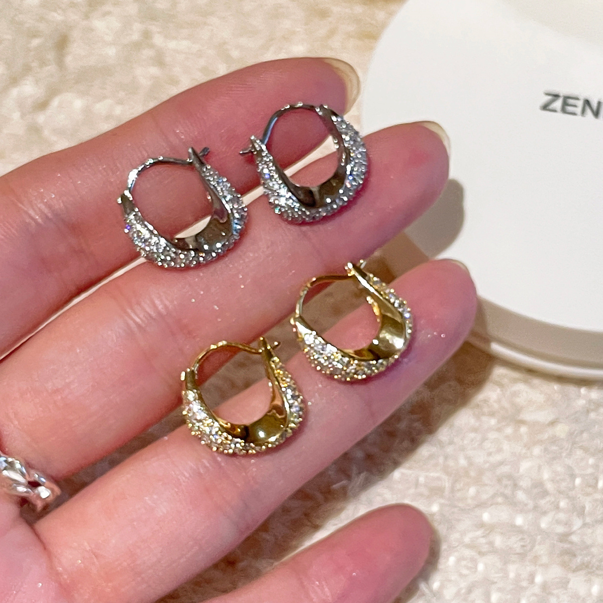 High-Quality 925 Silver Needle Earrings with Zircon for Women - Image 2