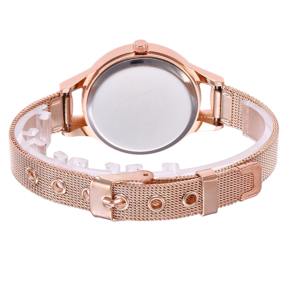Harmony Sale Pin Buckle Round Glass Rose Gold Stainless Steel Mesh Belt Watch for Women - Elegant Timepiece - Image 2