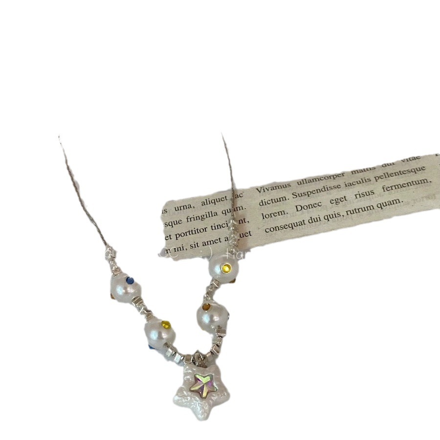 Vibrant Women's Five-Pointed Star Pearl Necklace - Colorful Elegance - Image 3