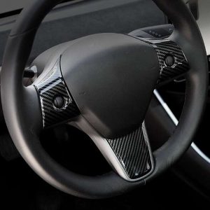 3-Piece Car Steering Wheel Decoration Set for Tesla Model 3 with Logo